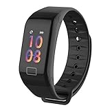 DJym Wasserdichter Fitness-Tracker, Color Screen Activity Tracker mit Heart Rate Blood Pressure Monitor, Wearable Smart Armband Pedometer Watch,Black