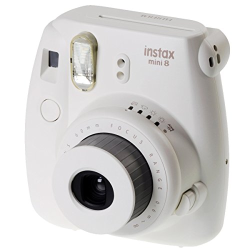 Fujifilm Instax Mini 8 - Cámara analógica instantánea (flash, velocidad de obturación fija de 1/60 s), color blanco