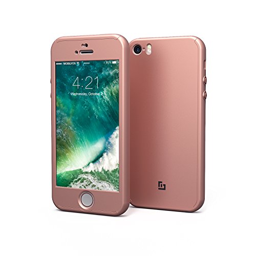 Mobilyos Funda iPhone SE 360 Grados   Cristal Templado   360        Oro Rosa   Case  Cover  Funda iPhone 5s 360 Grados