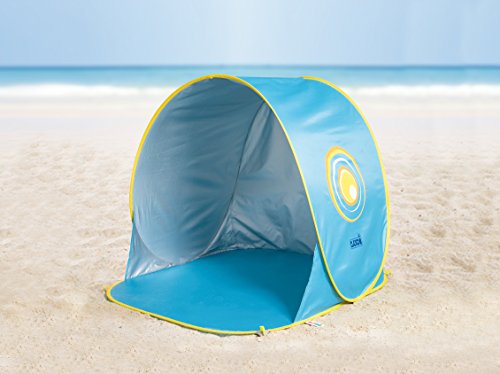 LUDI - Tente de plage avec Protection UV 50. Dès 10 mois. Structure pop-up légère, se plie et se range facilement dans un sac. Dimension : 105 x 90 x 100 cm. Fournie avec 4 fixations au sol. - 2304 – Image 4