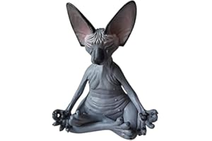 DASING Sphynx Katze Meditieren, Denkende Katzen Statue, Meditierende Denkende Katze, Sphynx Haarlose Katze Meditation SammlerstüCk Dekor