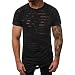 Produktbild 2019 Sommer Neue T-Shirt für Herren/Skxinn Männer Kurzarm Reine Unregelmäßiger Rand Bluse Casual Lose Solid Strand Blusen Herrenkleidung S-2XL Reduziert(Schwarz,Medium)