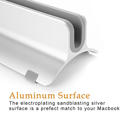 Macbook Stand, Aluminium Macbook Dock Laptop Stand Macbook Vertikal Desktop Stand für bis zu 15 „Apple MacBook Air / Pro oder Andere Laptops / Notebooks / Tablets – Silber - 5