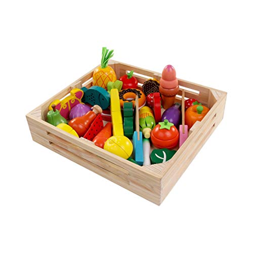 Preisvergleich Produktbild LouiseEvel215 Holz Magnet geschnitten Obst Spielzeug Kinder Spielhaus Simulation Gemüse geschnitten, um zu sehen, Jungen und Mädchen geschnitten