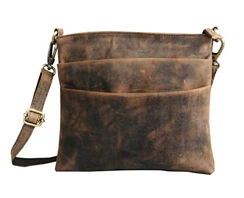 Dhk Devil Hunter Killer Vintage Buffalo Leder Schulter Crossbody Geldbörse, Braun Braun, S