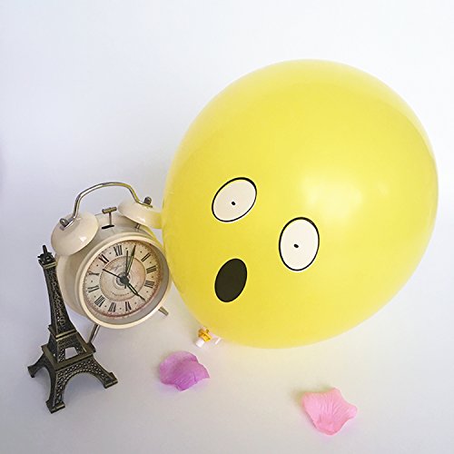 logei® 100St Emoji Luftballons verschiedene Miene Laune Ballons Luftballon Heliumballons Ballon Deko für Valentinstag, Verlobung, Hochzeit, Party in Gelb (Mienetyp nicht wählbar) - 6