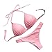Produktbild Junjie grösse grössen Damen Bikini Solid Set Badeanzug Zweiteiler Gefüllter BH Bademode Beachwear Pink Weiß Rot