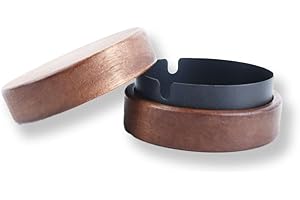 ACTIUSIS Hölzern Windaschenbecher, Aschenbecher mit Deckel, Aschenbecher, Winddichter Geruchsdicht, Gelten Bar, Büro, Wohnzimmer, Die Party, (Schwarz)