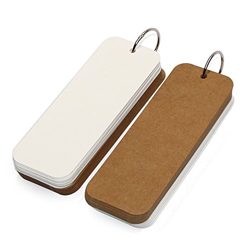 Lenhart Pack von 2 Binder Ring Easy Flip Flash Papier blanko Nachricht/Grußkarte/Geschenk Karte DIY Lesezeichen, weiß, 14*5cm - 2