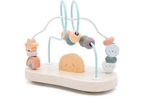 jumini Baby Wooden High Chair Bead Maze Toy | Suction Base for High Chair Trays | Sustainable Wood | Soft Pastel Design | Cloud, Rainbow & Sun Beads | Gift Boxed | UKCA/CE Certified | 12+ Months