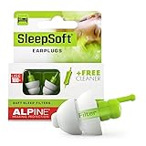 Alpine SleepSoft Bouchons d'oreille Protection Auditive pour Dormir - Anti Ronflement et Améliore le Sommeil - Filtres Doux Conçus pour Dormir- Hypoallergénique Boules Quies Réutilisables