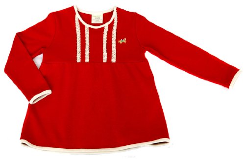 Green Nippers Baby Girl's Organic Cotton Smock Top Long Sleeve T-Shirt Rustic Red 6 - 12 Months