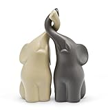 Harmonisch umschlungenes Elefanten-Pärchen aus Keramik in...