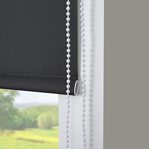 SHINY HOME® Klemmrollo Abdunkeln Rollo Verdunkelungsrollo mit Klemmträgern Verdunklung für Fenster ohne Bohren Klemmfix Sonnenschutzrollo 120x175cm Schwarz - 2