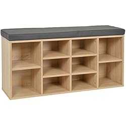 ts-ideen Banc de Rangement Hall d'entrée Couloir Meuble à Chaussures Imitation Bois de chêne 103,5 x 54 cm