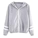 Produktbild CLOOM Windbreaker Sportshirt Damen Mode übergangsjacke Oversize Sweatshirt Weinrot Mantel Frühling Herbst Winter Stilvoll Outwear Softshell Jacke Damen Strickjacke Sweatjacke mit Kapuze (S, Grau)