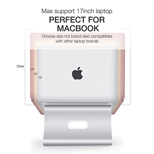 Spinido Verbesserte Alulegierung Cooling Laptop Stand, geeignet für Apple Macbook, alle Notebooks, Tablets, eBook-Reader und Bücher – Silber - 4
