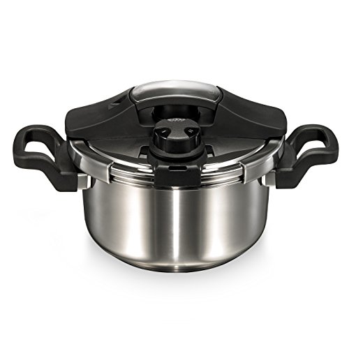 BEEM Vitalplus, 4.0 Liter Schnellkochtopf mit Einhandbedienung und Marathon BIO-LON Ceramic Antihaftversiegelung, Edelstahl