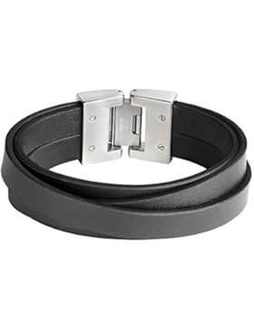 DOOSTI Armband Leder mit Edelstahlschließe Schwarz - mit Gratis Gravur