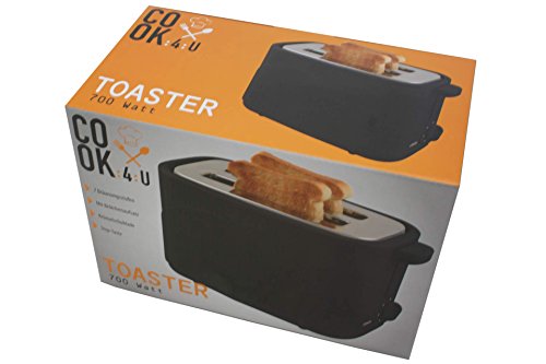 Toaster COOK 4 YOU schwarz mit Brötchenaufsatz 700 W 2 Schei - 6
