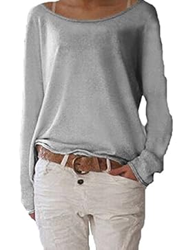 ZANZEA Damen Langarm Lose Bluse Hemd Shirt Oversize Sweatshirt Oberteil Tops
