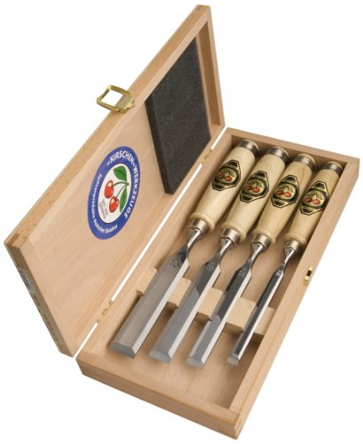 Kirschen 1141000 Stechbeitelsatz, Weißbuchenheft, 4-teilig