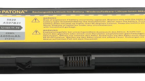 PATONA Laptop Akku für Acer Aspire 5310 | 5520 | 5710Z | 5720 | 5920 | 5920G | 6920 | 6920G | 7520 | 7720G | 8920 | 8920G | 8930 | 8930G und weitere… – [ Li-ion; 4400mAh; schwarz ] - 5