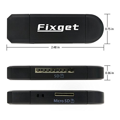 Fixget Speicherkartenleser, SD / Micro SD Kartenleser / Micro USB OTG auf USB 2.0 Adapter mit Standard USB Stecker / Micro USB Stecker fÃ¼r PC, Smartphones mit OTG Funktion, Nicht Kompatibel mit IOS
