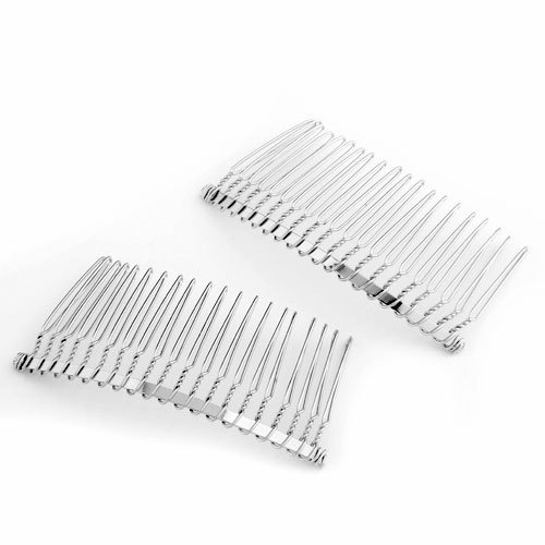 Gleader 2 Silver Tone Metal Bridal Wedding Hair Comb Clip 3"