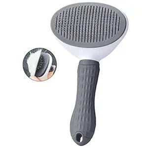 Feeko Dog Brush Pet Grooming Brush Slicker Dog Comb Self Cleaning Brush Comb for Dogs Cats Puppy Pet Accessories , Hair Shedding Brush for Dogs Pet Care Comb (Grey)