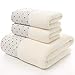 Produktbild LMWLT Handtuch-Set, ausbleichsicher, 1 Badetücher 70 * 140cm und 2 Handtücher35*75cm, 100% Reiner Baumwollrand Punkt Badetuch,Milkywhite