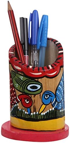 Ananth Crafts Hand Painted Tribal Dance Hand Made Uneven Shape Pen Holder