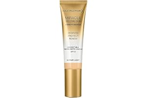 Max Factor Miracle Second Skin Fondotinta dal Finish Naturale, con Latte di Cocco Idratante e SPF 20, 02 Fair Light