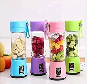 Portable Electric USB Juice Maker Juicer Bottle Blender Grinder Mixer, Rechargeable Bottle with 6 Blades (MULTI-COLOR) (6 Blade)