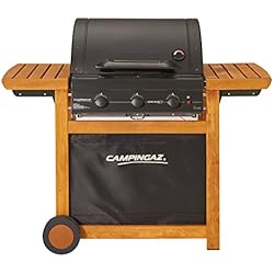 Campingaz Barbecue Gaz Adelaide 3 Woody L, 3 Brûleurs BBQ Gaz, Puissance 14kW, Grille et Plancha en Acier, 2 Tablettes Latérales