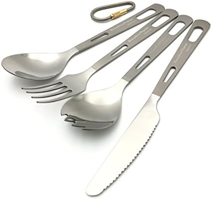 livoyage Titanium Tableware Set,3/4/5 Piece Ultralight Camping Cutlery Set Home Use Travel Backpacking Titanium Utensils include Knife Fork Spoon Spork Chopsticks