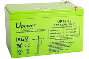 U-Power Batterie Plomb AGM 12V 12Ah F2 6,3mm