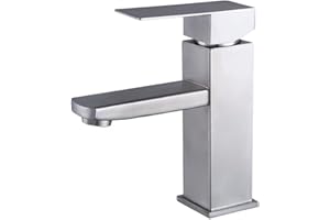 ORTVIAI Grifo de baño plateado – Mezclador lavabo de acero inoxidable con agua caliente/fría, para inodoro y baño (plata)