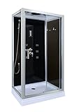 cabina sauna exterior Incluye: Panel de control, luz, radio y ventilador. También incluye: rociador fijo superior, mango de ducha (flexo) y jets con sistema antical.