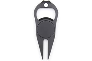 IKAAR Golf Divot Repair Tool, Golf Divot Tool with Ball Marker and Bottle Opener, Metal 3 in 1 Multi-function Golf Divot Repair Pitch Fork Black