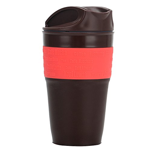 KYG 350ml Silikon Faltbarer Kaffeebecher mit Deckel, Coffee to go Becher, Tragbarer Kafeetasse Kaffee Reisebecher Rot - 6