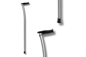 INDESmed | Bastón de Aluminio Aeroespacial 100% Ultraligero - Patentado - Ajustable milimétricamente, Ultrarresistente, Mango ergonómico Anti-tendinitis, Ortopédico-Diseñado en España (M - Gris)