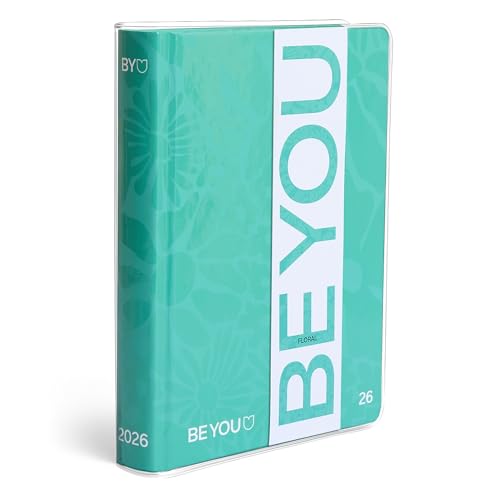BE YOU - Diario Scuola Floreal 2025/2026, 12 Mesi, 09/25-08/26, Agenda Scolastica con Sticker e Sovracopertina Trasparente, Formato 13,5 x 18,2 cm, Per Ragazzi e Ragazze di Superiori e Medie