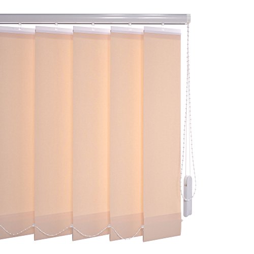 Liedeco Vertikalanlage Lamellenanlage Lamellenvorhang Vertikaljalousie | viele Farben | Lamellenbreite 89 mm | Höhe 180 cm, oder 250 cm | kürzbar (220 x 180 cm, apricot)