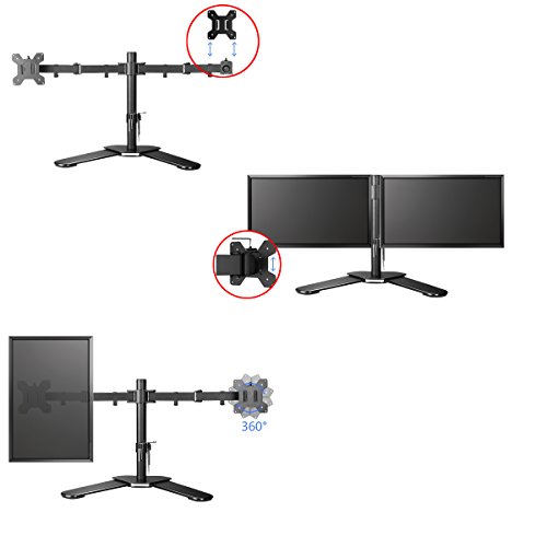 Suptek Monitorhalterung Tischhalterung für 13″-27″ TFT/LCD/LED Flach Bildschirme mit Vesa 75 und 100 Standard bis 12 KG pro Halter Schwenkbar Neigbar Drehbar - 5