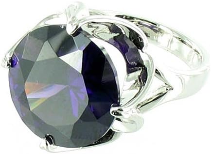 Body BlingPurple on Silver Plated Large Round Stone Solitaire Ring