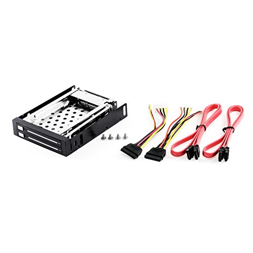 CSL 8,9cm (3,5″) Dual Wechselrahmen/ Mobile Rack für 2x 6,4cm (2,5″) Festplatten | SATA I/II/III und SSD-fähig| Hot Plug Funktion | kompatibel für bis zu 2x Festplatten in 2,5″ (6,4cm) | Farbe: schwarz/silber - 4