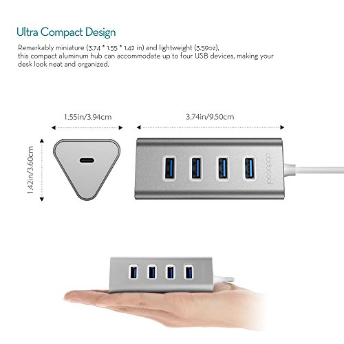 dodocool USB Typ C auf 4 Port USB 3.0 Hub Adapter mit USB C Female Charging Port Power Delivery PD für neue MacBook/MacBook Pro - 3