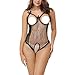 YunYoud Reizvoller Damen Große Größe Lingerie Einfarbig Perspektive Sleepwear Spitze Pyjama Kabellos Unterwäsche Puppe Nachtwäsche Öffne den Schritt Bowknot Bodysuit (M, Schwarz)