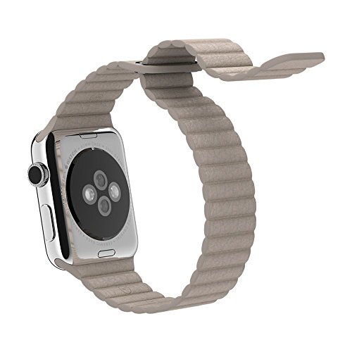 38/42 mm Apple Watch Bands Echt Leder Schlaufe iWatch Band Schlaufe, mit Magnet Schnalle Lock Ersatz Band für Apple Watch Alle Modelle - 3